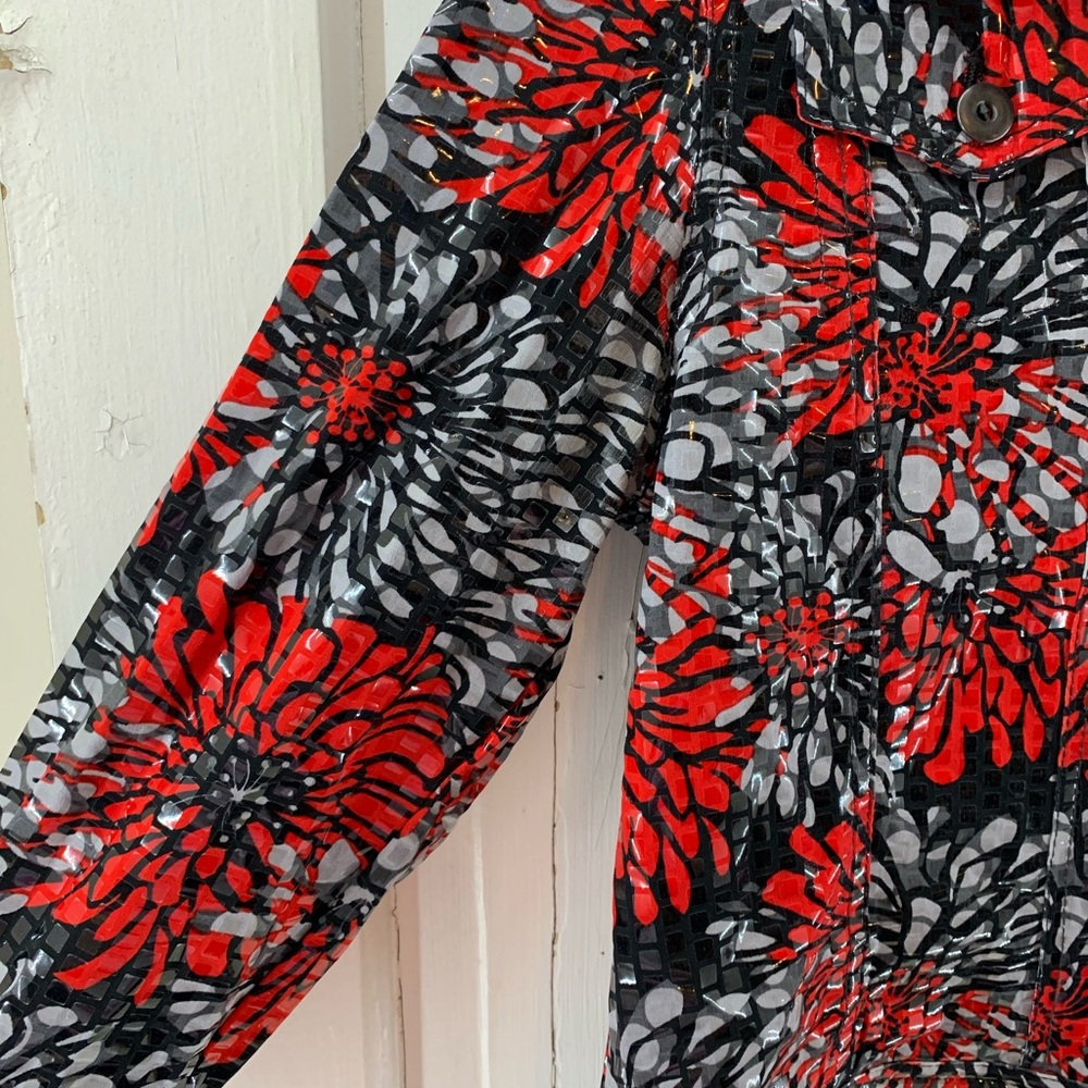 Ruby Rd Shiny Black Red Gray Jacket - Picture 4 of 6